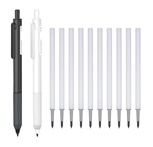 FainFun Lápices Sin Tinta Eterno, 2 Piezas Lápiz Sin Tinta con 10 Minas de Lápiz, Lápiz Eterno Infinito Fácil de Borrar, Lápiz Infinito Reutilizable para Niños, Bolígrafo Eterno para Escribir Dibujar