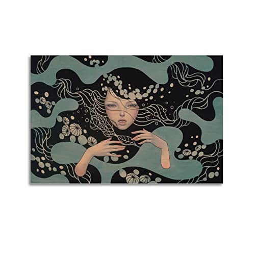 LIOONS Póster de la artista Audrey Kawasaki con pintura decorativa en lienzo, póster de pared e impresión artística moderna para el dormitorio familiar, póster de 08 x 12 pulgadas (20 x 30 cm)