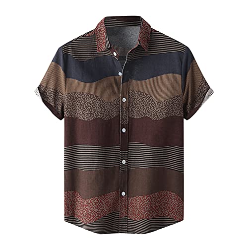 riou Camisas Hawaianas Hombre 2023 Baratas Flores de Hoja Básica Shirt Camisetas de Playa Informales con Botónes Top Ligero y Transpirable Chico Ropa de Playa Vacaciones