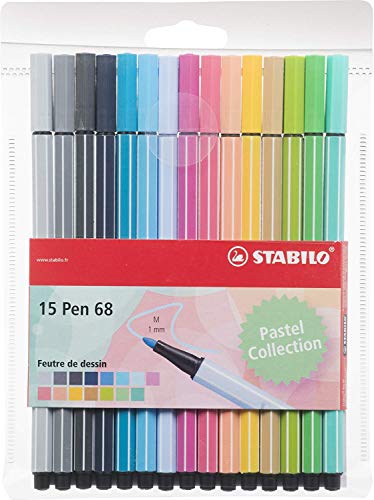STABILO - Rotulador premium STABILO Pen 68 - Estuche con 15 colores