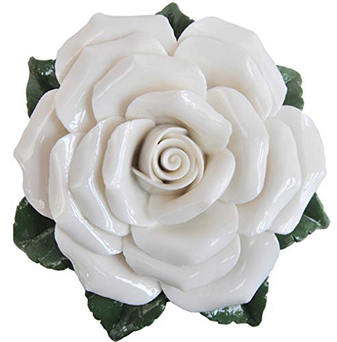 Rosa – Blanco – Flor de porcelana – Flor decorativa – Regalo – Decoración de jardín – Decoración de mesa – Decoración de flores – Decoración para tumbas – Rosa luto – Resistente a la intemperie