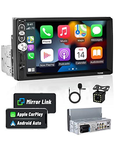 Hikity Radio de Coche 1 DIN con Apple CarPlay y Android Autoradio Bluetooth 5.1 a 7