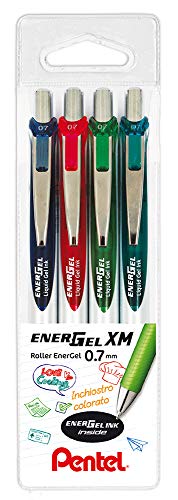 Pentel BL77 Energel XM disparador 0,7 mm 4 unidades (rosa, azul oscuro, turquesa, verde claro)