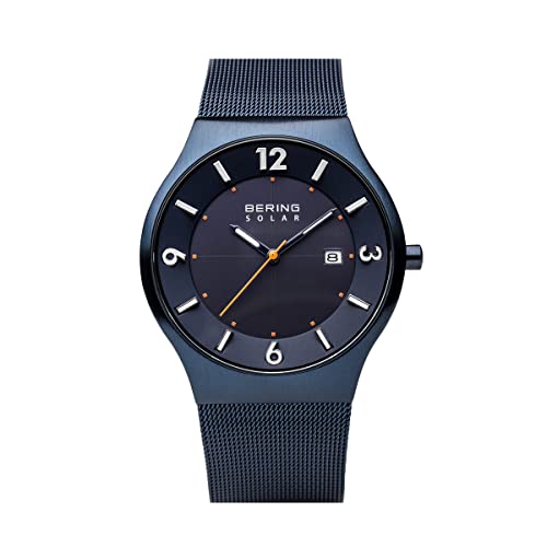 BERING Hombre Análoga Solar Reloj de pulsera de colección con Acero inoxidable Pulsera und Cristal de zafiro , Azul/Azul