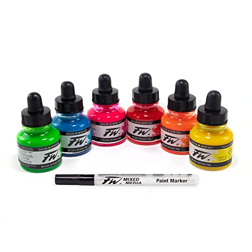 Daler Rowney D160329007 - Fw Neon Set Tintas Frasco 6 X 29.5Ml