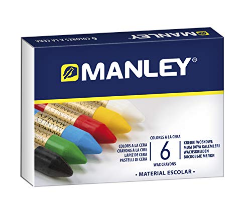 Manley Ceras 6 Unidades | Ceras de Colores Profesionales | Estuche de Ceras Blandas de Trazo Suave | Pueden Mezclarse los Colores | Colores Surtidos