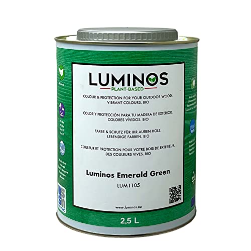 Luminos LUM1105 - EMERALD GREEN - Lasur al Agua basado en Biopolimeros. Protector Para Madera Exterior - Verde Esmeralda 2.5L