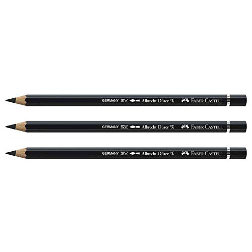 Faber-Castell – Lote de 3 lápices de colores acuarela Albrecch Dürer, punta de 3,8 mm, color negro