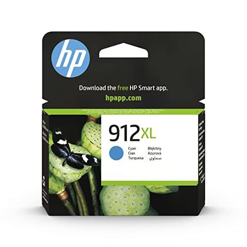 HP 912XL 3YL81AE, Cian, Cartucho de Tinta de Alta Capacidad Original, Compatible con impresoras de inyección de Tinta HP OfficeJet Pro Series 8010, 8020
