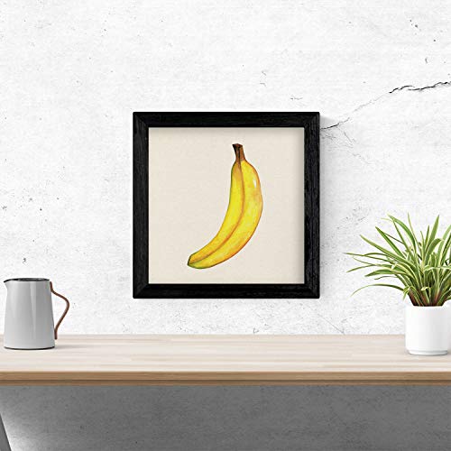 Nacnic Poster Cuadrado de Sabor Canario. Lámina de Frutas y Verduras de Forma Cuadrada, ilustrada con Dibujos a Color. Tamaño 20x20 con Marco