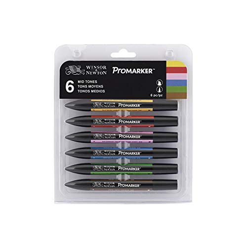 Winsor & Newton ProMarker - Pack de 6 rotuladores, Tonos Medios