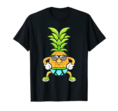 Piña de dibujos animados con gafas de sol y ropa interior Camiseta