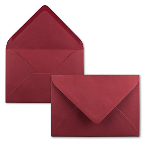 FarbenFroh Sobres de color rojo oscuro, 100 unidades, DIN C5, 22,0 x 15,4 cm, adhesivo húmedo, sin ventana, tarjetas de Navidad, felicitaciones