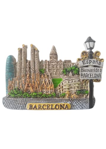 Imán para nevera de Barcelona España, recuerdo de viaje, decoración de nevera, adhesivo magnético 3D, pintado a mano, colección de manualidades