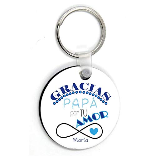 Kembilove Llavero del Mejor Padre del Mundo – Llavero Personalizado para Regalar a papá – Llavero Original para Regalar el día del Padre – Llavero Impreso (Gracias Azul)