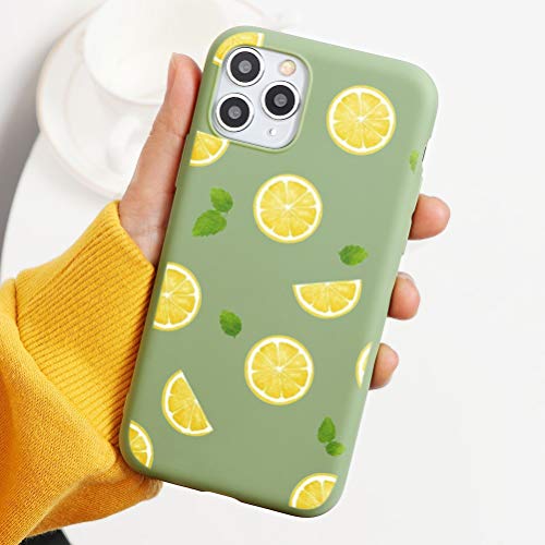 Pnakqil Funda iPhone X/XS Silicona con Dibujos Suave Carcasa Color Ultra Fina y Ligero Antigolpes Gel TPU Piel Caso Goma Bumper Protectora Back Cover para Apple X/XS, Limón - Verde Pastel