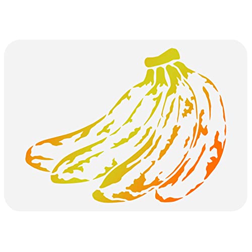 FINGERINSPIRE Plantilla Plátano para Pintar 21x29.7cm Plantilla Dibujo Racimo Plátanos Reutilizable Arte Bricolaje Plantilla Patrón Plátano Frutas para Pintar En Pared, Madera, Tela Papel Y Muebles