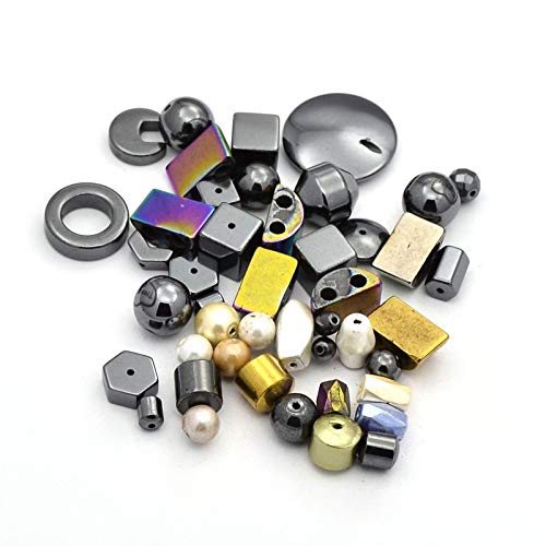 Perlas de hematita de 150 g, formas mixtas, hematita, juego magnético y no magnético, 4 ~ 28 x 4 ~ 20 mm, ideal para joyas, pulseras, collares y pendientes M584