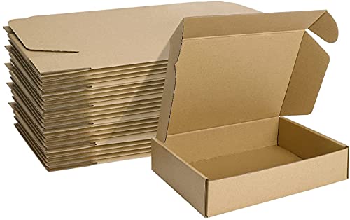 HORLIMER 21,4 x 14,7 x 4,8cm Cajas de Carton con Tapa para Envios de Paquete, 25 Pack, Cajitas de Papel Kraft para Regalo o Embalaje, Marrón