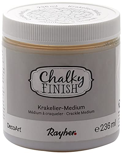 Rayher 38879000 Barniz craquelador Chalky Finish, transparente, 236 ml, Para efecto vintage y shabby chic