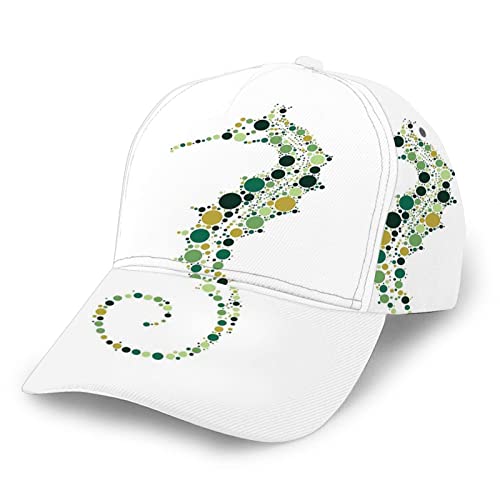 Gorras De Golf Técnica Puntillista En El Tema Pastel Ocean Wildlife Trucker Cap Vintage Gorras De Béisbol para Correr Al Aire Libre, Sport, Pesca