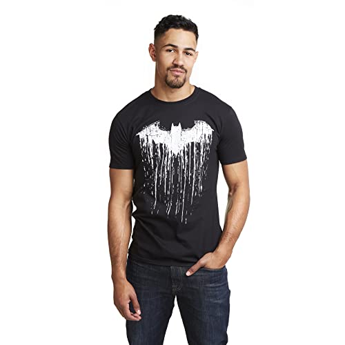 DC Comics Pintura de Batman Camiseta-Camisa, Negro, S para Hombre