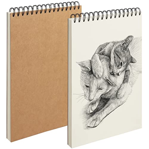 BELLE VOUS Pack de 2 Bloc Dibujo A4 con 46 Paginas de 128 gsm 21 x 29,5 cm - Cuaderno Pintura Acuarela, Bocetos Artista con Tapa - Libreta Dibujo Papel Blanco para Dibujo y Pintar