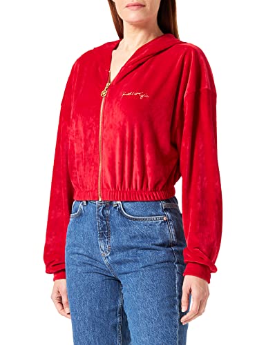 KENDALL & KYLIE K&k W Velour Zipper Hoody Kkw3711651 Camiseta de Manga Corta, Blody Red, S para Mujer