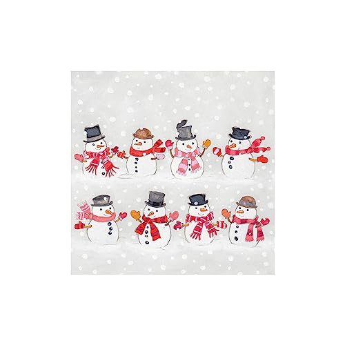 20 servilletas de Navidad bailando muñecos de nieve como decoración de mesa. Servilletas de papel con diseño. También para decoupage y decoupage, 33 x 33 cm