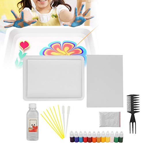 Ebru, Pigmento Creativo Marbling Arte para Niños en el Pozo de Agua para Cartón (A5 Placa de Dibujo 12 Colores 6ml Caja de Regalo,)