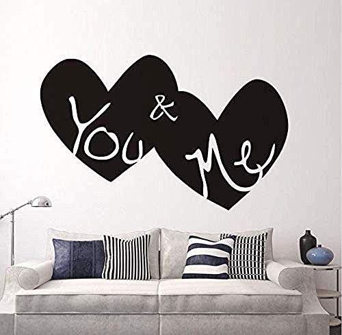 Etiqueta de la pared de vinilo de alta calidad Tú y mi corazón DIY calcomanía adhesivo sala de estar dormitorio pared arte papel tapiz mural boda diseño 93X58Cm