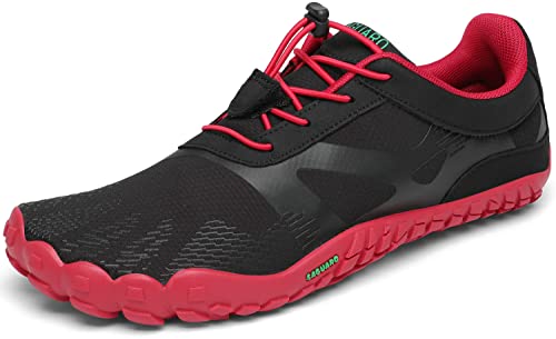 SAGUARO Hombre Mujer Zapatos Minimalistas Comodas Respirable Zapatillas de Trail Running Ligeras Calzado Barefoot Antideslizante para Gimnasio Fitness Senderismo Montaña, Rubi Rojo 39 EU