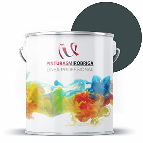 Pinturas Mirobriga Esmalte Antioxidante Color Gris Hierro Ral 7011, Secado Rapido, Directo sobre metal, proteccion de superficies de hierro y madera. Acabado Brillante. Envase de 4Lt.