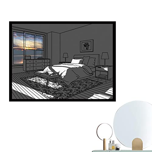 Jildouf Marco de pinturas LED | Cuadro en lienzo con marco iluminado,Enchufe USB aleación de aluminio acrílico pared decoración resistente para dormitorio, mesita de noche, Hotel, hogar, restaurante