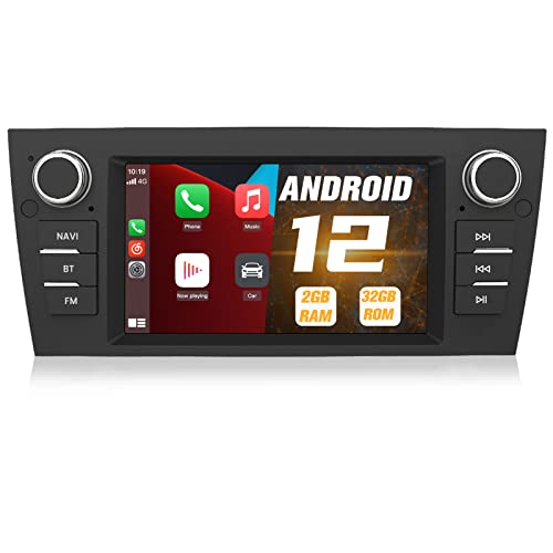 AWESAFE Android 12.0 [2GB+32GB] Radio Coche con Pantalla Táctil 7” para BMW Serie 3 E90/E91/E92/E93, Autoradio con Carplay/Android Auto/Bluetooth/GPS/FM, Apoya Mandos Volante y Aparcamiento