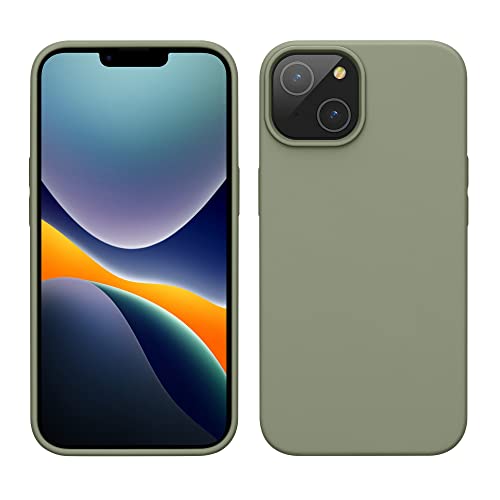 kwmobile Carcasa para iPhone 14 Funda - Case TPU y Silicona para Smartphone con Interior de Microfibra - Suave Protector antigolpes para móvil - Apto Carga inalámbrica - Gris Verdoso