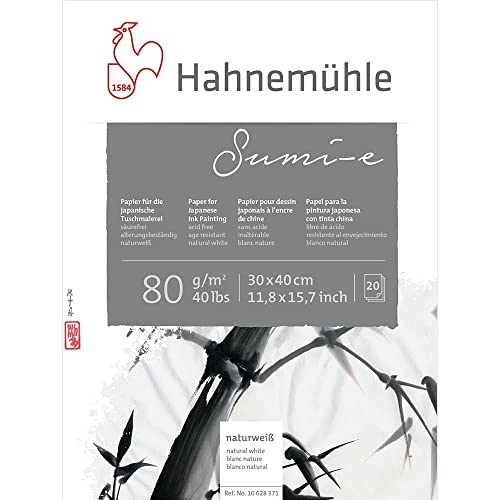 Hahnemuhle : Sumi E : Japanese Ink Paper Pad : 80gsm : 30x40cm : 20 Sheets