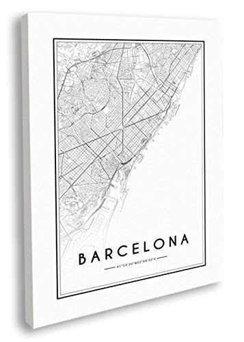 Artesta Cuadro en Lienzo Barcelona Map (30x40)