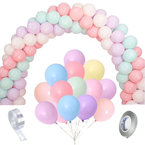 100 Pcs Globos Pastel，10 Pulgadas Globo Multicolor Pastel，Globos Color Pastel，Para Decoración de Cumpleaños de Unicornio, Baby Shower, Decoración de Bodas, Decoración de Graduación