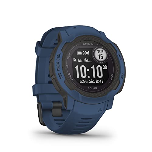 Garmin Instinct 2 Solar, Reloj Inteligente con GPS Resistente al Agua, Carga Solar, Funciones Deportivas, Pulsioximetría, Puntuación de Sueño y Notificaciones del Smartphone, Azul