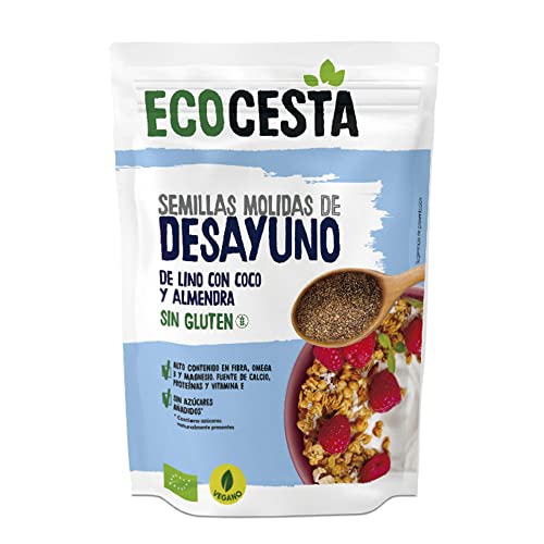 Ecocesta - Semillas Ecológicas de Lino Molidas con Coco y Almendra - 200 g - Sin Azúcares Añadidos y Sin Gluten - Alto Contenido en Fibra, Omega 3 y Vitamina E - Apto para Dieta Vegana y Paleo