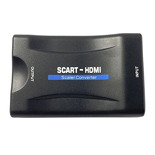 GOTOTOP 1080P SCART para HDMI Vídeo Audio Exclusivo Convertidor Escalador Adaptador para HD DVD TV Sky Box con Cable USB
