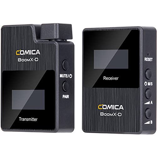 Comica BoomX-D D1 - Kit de micrófono inalámbrico con transmisor y receptor para cámara y smartphone