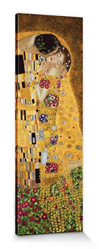 1art1 Gustav Klimt Póster Impresión En Lienzo El Beso II Cuadro En Bastidor De Camilla De Madera | Mural XXL | Imagen 150x50 cm