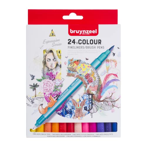 Bruynzeel Expression - Juego de 24 bolígrafos de punta gemela