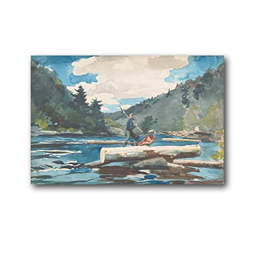 Pintor de paisaje americano Winslow Homer Hudson River, Loggingu Poster Print Photo Art Painting Canvas Poster Home Modern Decor Posters 20 x 30 cm