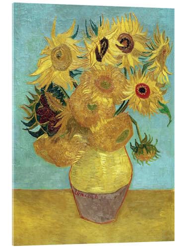 Posterlounge Los Girasoles Cuadro de metacrilato de Vincent Van Gogh Cuadros decoración para Cualquier habitación 13 x 18 cm Amarillo Impresionismo Decoración Pared