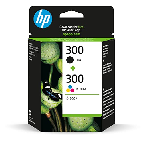 HP 300 CN637EE, Pack de 2, Cartuchos de Tinta Originales Negro y Tricolor, compatible con impresoras de inyección de tinta HP DeskJet D2560, D2660, F4280, F4224, F4283 y HP Photosmart C4670