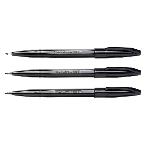 Pentel - Juego de 3 bolígrafos fieltro Sign Pen S 520, negro
