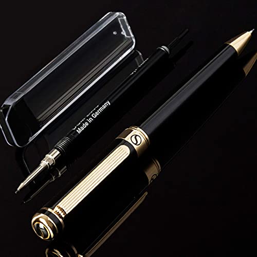 Scriveiner Portaminas 0.7 Negro, Diseño Clásico y Elegante con Detalles de Oro de 24K, Mecanismo Schmidt, Minas de Repuesto, Lápiz Mecánico ideal para Dibujar y Escribir